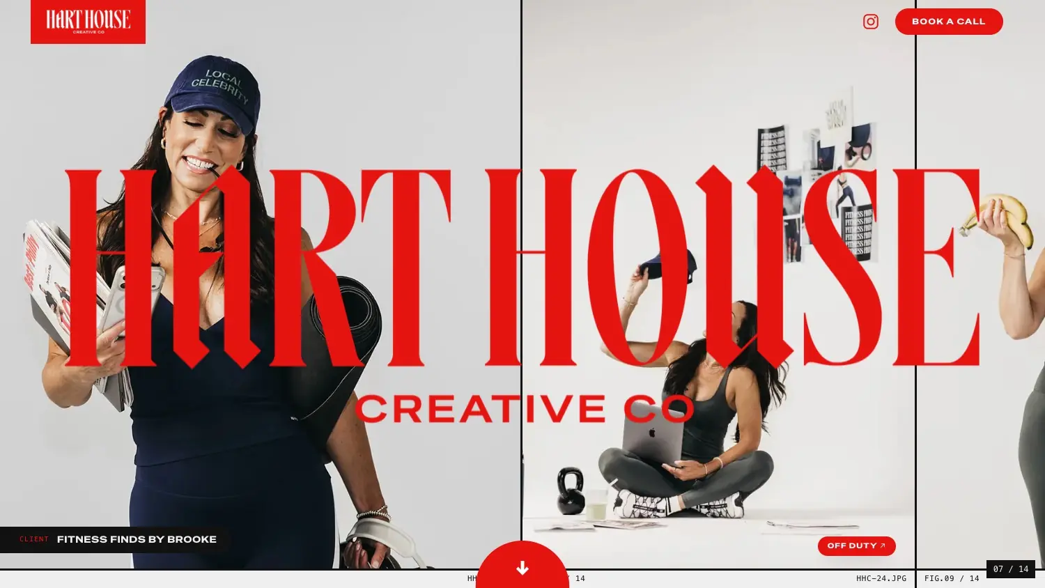 The Hart House home page opens on a film strip of the studio’s shoots